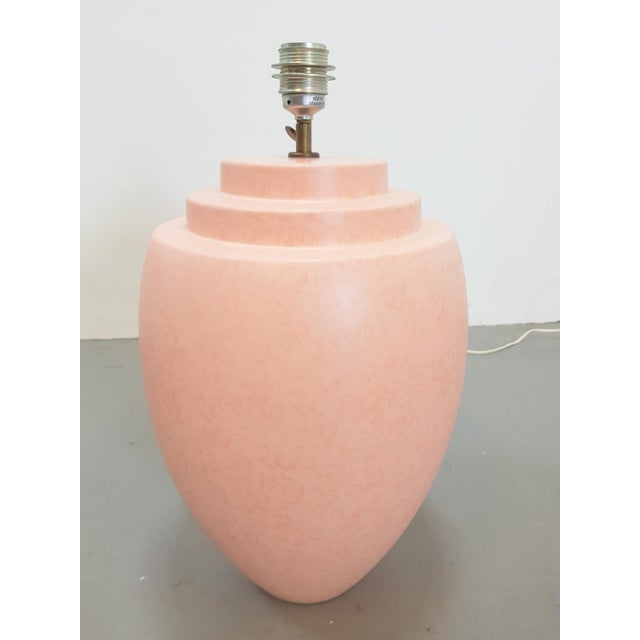 Large Pink Ceramic Table Lamp from Kostka, France, 1970s For Sale - Image 9 of 9