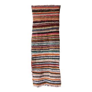Moroccan Boucherouite Runner Rug - 3'1" X 8'2" Ft For Sale