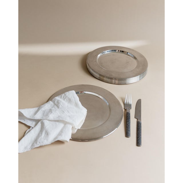 Large Vintage Silver-Plated Underplates or Plates, Italy, 1970s, Set of 6 For Sale - Image 5 of 11