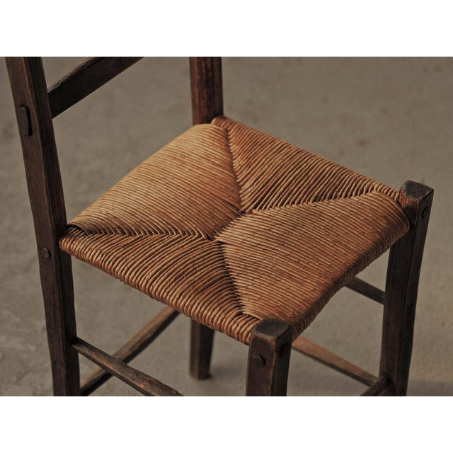 French Folk Art Wood and Rush Chair, 1900s For Sale - Image 12 of 14