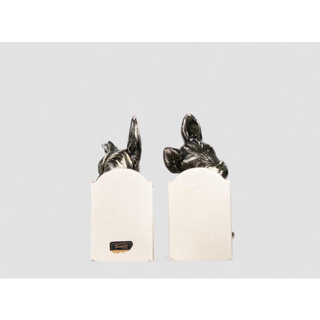 Pair of Early 20th Century French Art Déco Painted Ceramic Bookends Shaped Scotch Terrier Dogs For Sale - Image 6 of 8