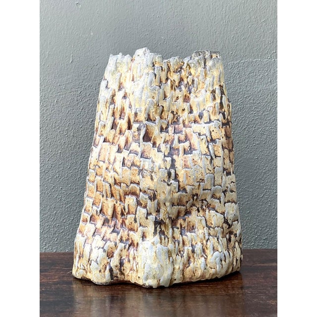 Handcrafted Textured Ceramic Vase For Sale - Image 14 of 18