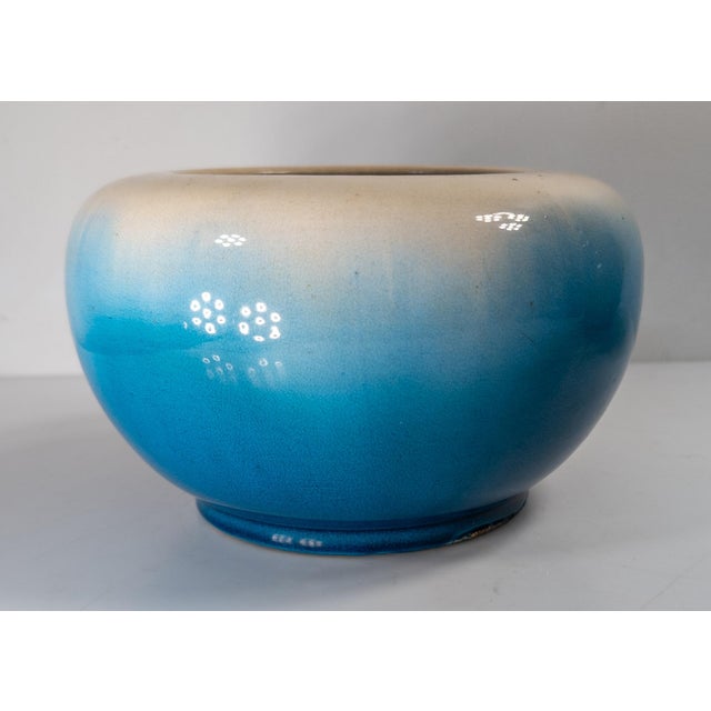 Japanese Early 20th Century Japanese Blue and White Awaji Glaze Bowl For Sale - Image 3 of 13