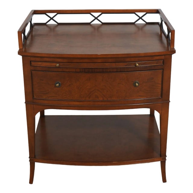 Regency Style Walnut Finish Oversized Nightstand End Table For Sale