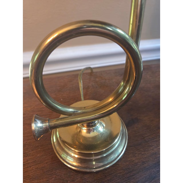 Vintage Equestrian English Style Horse Hunting Brass Horn-Shaped Lamp For Sale In Indianapolis - Image 6 of 11