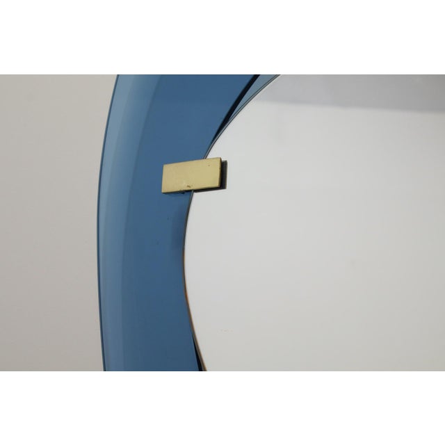 Blue Asymmetrical Mirror by Max Ingrand for Fontana Arte, 1960s For Sale - Image 8 of 13