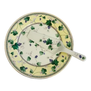Andrea by Sadek Violets Pattern Cake Platter and Server