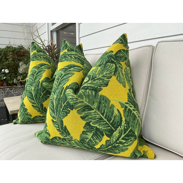 A luscious green and sunshine yellow Epingle from Schumacher. Resembles a fine needlepoint in rich green and vibrant...