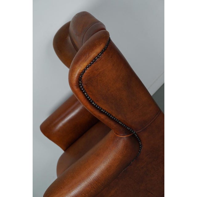 Brown Vintage Dutch Cognac Colored Leather Club Chair For Sale - Image 8 of 18