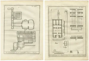 Ancient Egyptian Temple and Tomb Ground Plans Thebes, 1776, Paper, Set of 2