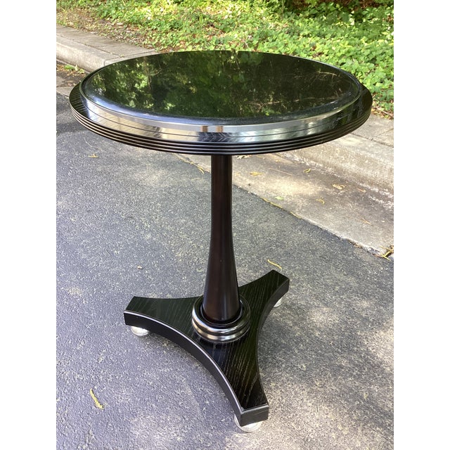 French Late 20th Century Neoclassical Style Black Marble Top Guerridon Side Table For Sale - Image 3 of 7