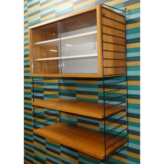 1960s Mid-Century Modern Teak String Shelving Unit with Display Cabinet and Black Ladders by Kajsa & Nils Nisse Strinning for String, Sweden, 1960s For Sale - Image 5 of 10