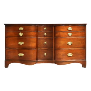Mid Century Regency Style Mahogany Serpentine Front Dresser by Bassett For Sale