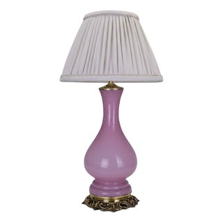 Antique 19th Century French Pink Opaline Glass Baluster Table Lamp, 1870 For Sale