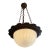 Antique Hammered Bronze Chandelier With Moonstone Cast Glass Dome For Sale