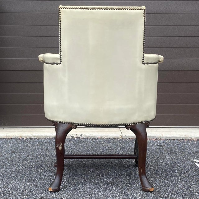 Antique Mahogany & Nailhead Ivory Leather Armchair For Sale - Image 4 of 13