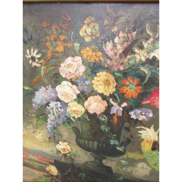 1920s Still Life Floral and Cockatoo Painting, Attrib to Geoffrey Holt For Sale - Image 18 of 18