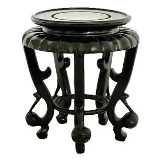 Vintage Chinese Lucky Peach Carved Round Rosewood Display Stand / Pedestal For Sale