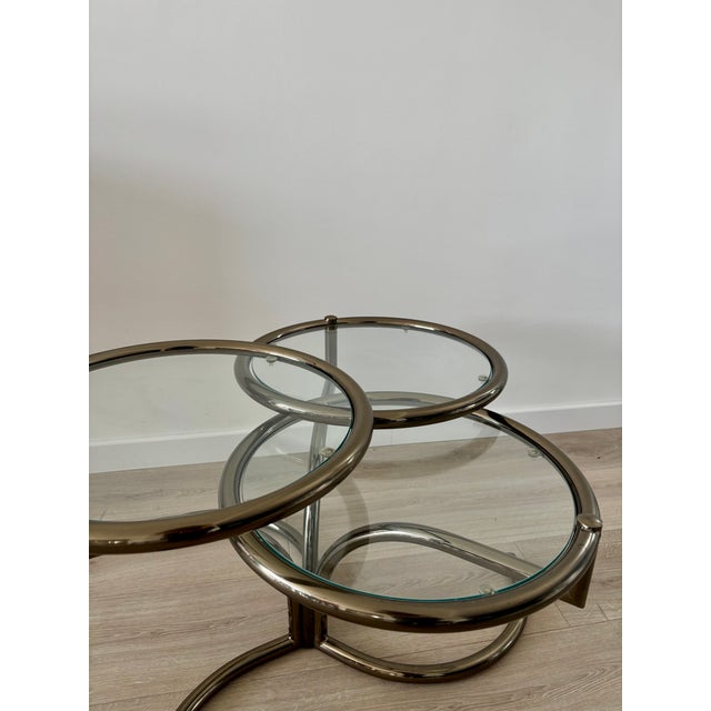 Mid-Century Modern Mid-Century Morex Swivel Coffee Table in Glass and Chrome-Plated Steel attributed to Milo Baughman, 1970s For Sale - Image 3 of 18