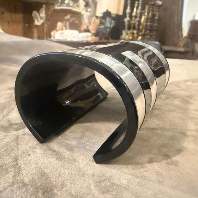 Metal 21st Century Black and Silver Bangle Bracelet the Fendista by Fendi Rome For Sale - Image 7 of 14