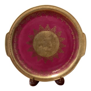 Antique l.h.s. Hutschenreuther Selb Ceramic Porcelain Centerpiece Ornate Around 24k Gold Plater by Mayer Wiesau For Sale