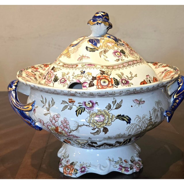 English Mason's Blue Handles Soup Tureen For Sale - Image 3 of 6
