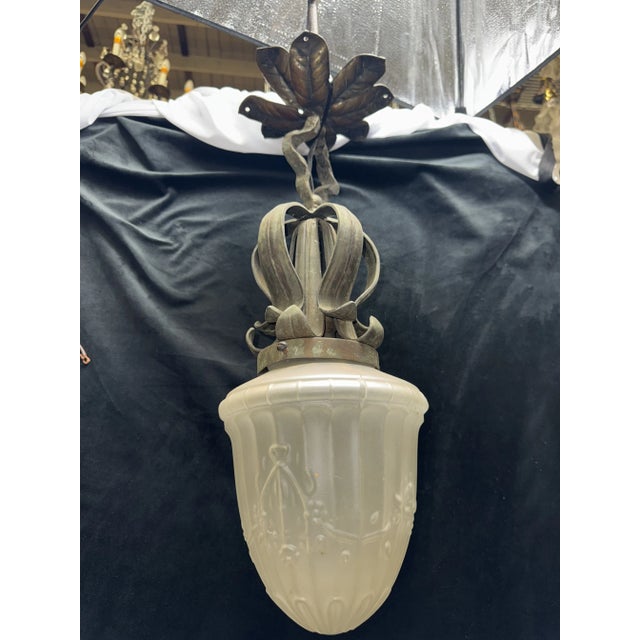 Arts & Crafts Antique Arts and Crafts Craftsman Art Nouveau Pendant Light, Circa 1910 For Sale - Image 3 of 12