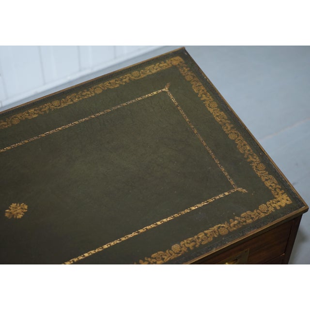 Reprodux Campaign Chest of Drawers with Leather Top by Bevan Funnell For Sale - Image 6 of 18