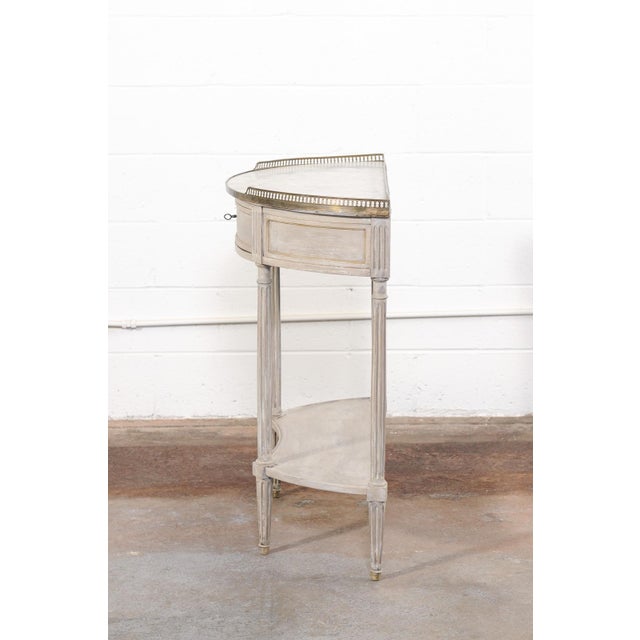 French Console W/Brass Gallery & Marble Top For Sale - Image 9 of 13