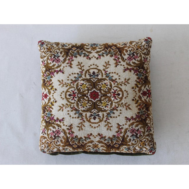 1960s Vintage Botanical Pattern Needlepoint Square Pillows- a Pair For Sale - Image 9 of 12