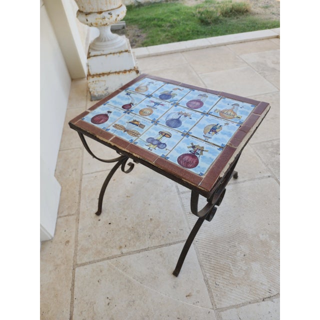 Antique Ballooning Themed Tile Table For Sale - Image 12 of 12