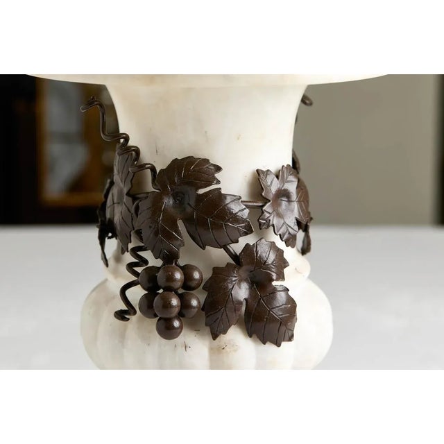 Early 20th Century Large Vintage Marble Urn With Ornamental Iron Decor For Sale - Image 5 of 5