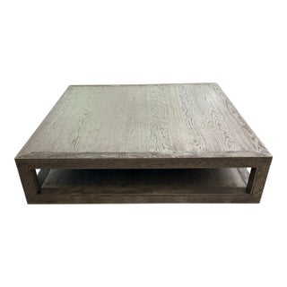 Restoration Hardware Oversized Minimalist Gray Oak Coffee Table For Sale