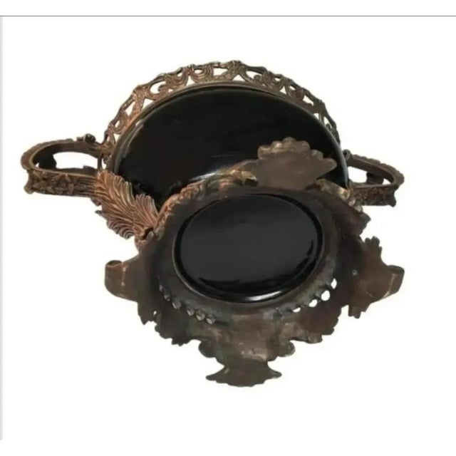 1990s Vintage Castilian Imports Ornate Brass and Porcelain Centerpiece For Sale - Image 5 of 7