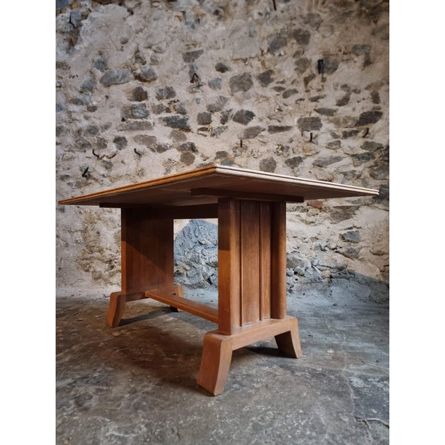 French Art Deco Oak Dining Table, 1930s For Sale - Image 13 of 14