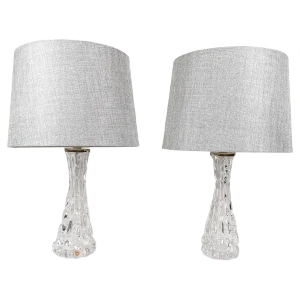 Swedish Mid-Century Crystal Table Lamps by Carl Fagerlund for Orrefors, Set of 2