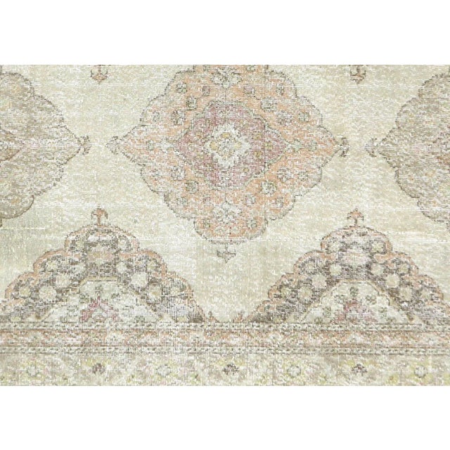 1960s Turkish Oushak Rug. Hand woven with wool on wool foundation in the Oushak region of Western Turkey. The Anatolian...