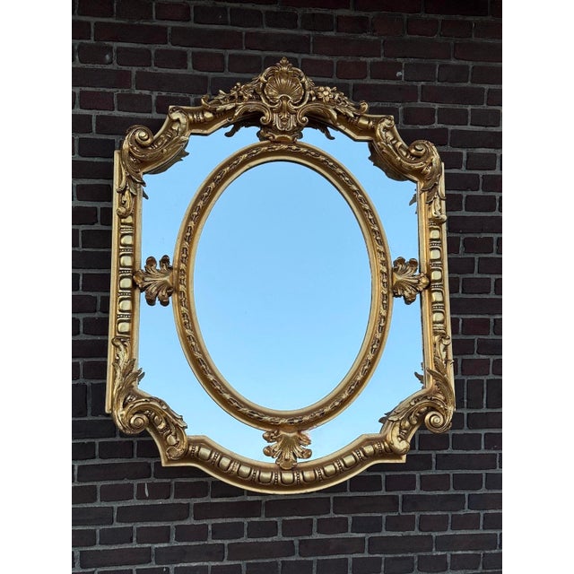 French 1970 French Louis XVI Gold Beech Wall Mirror 1pc For Sale - Image 3 of 13