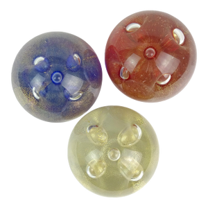 Barbini Murano Vintage Red Blue Gold Flecks Italian Art Glass Mid Century Paperweights - Set of 3