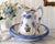 Early 20th Century Blue & Ivory Ceramic Wash Basin and Pitcher Set For Sale - Image 12 of 12