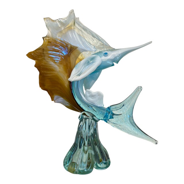 Murano Style Vintage Swordfish Sculpture For Sale