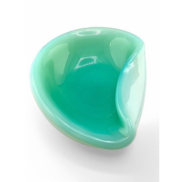 1960s Vintage Murano Glass Sommerso Ashtray Seguso Poli Barbini Venini Teal & White For Sale - Image 5 of 6