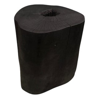 Andrianna Shamaris Charred Lychee Wood Side Table For Sale