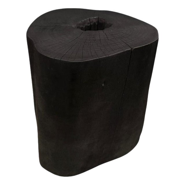 Andrianna Shamaris Charred Lychee Wood Side Table For Sale