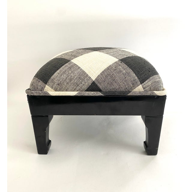 Wood Modern Black Lacquered Ottoman For Sale - Image 7 of 8