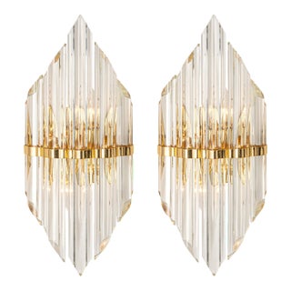 Italian Crystal Glass Wall Lights in the Style of Venini, 1970s, Set of 2 For Sale