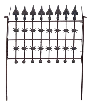 Antique Cast Iron Garden Fence Section With Spear Finials And Star Motif