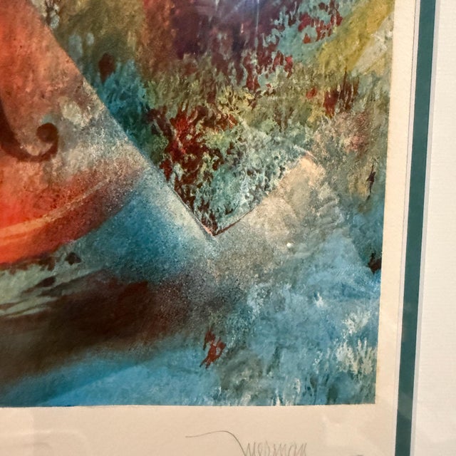 Blue 1980s Cosmic Wind Abstract Lithograph Leonardo Nierman For Sale - Image 8 of 10