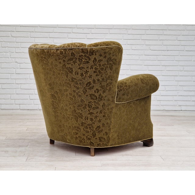 Vintage Danish Relax Chair in Green Fabric, 1950s For Sale - Image 12 of 17
