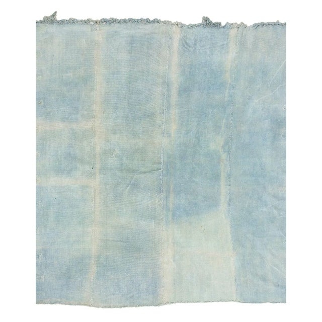 Textile Light Blue Squre Vintage Cotton Kilim Rug For Sale - Image 7 of 7